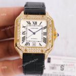 Iced Out Cartier Santos 100 Watches Citizen 8215 Yellow Gold